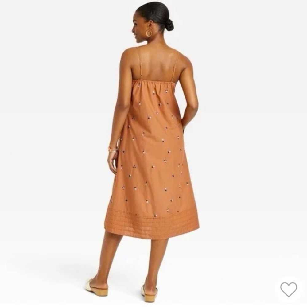 Universal Thread Rust Orange Embroidered Spaghetti-Strap Midi Dress XXL - Picture 2 of 6